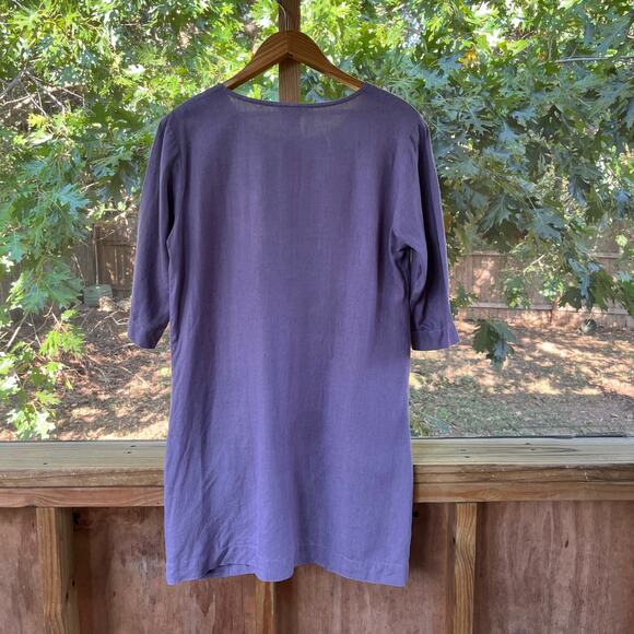 Linenfox Women's Light Purple 100% Linen Shift Dress Size M - Picture 2 of 5